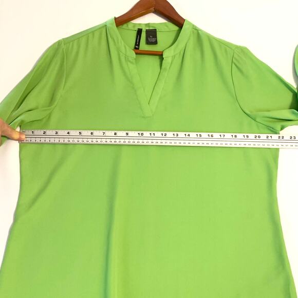 New Directions Womens Top Large Green 3/4 Sleeves V-Neck Asymmetrical Hemline - Picture 7 of 11